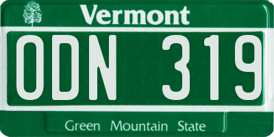 VT license plate ODN319