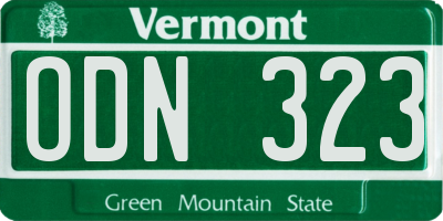 VT license plate ODN323
