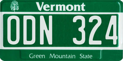 VT license plate ODN324