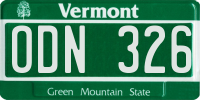 VT license plate ODN326