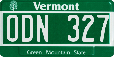 VT license plate ODN327