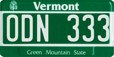 VT license plate ODN333