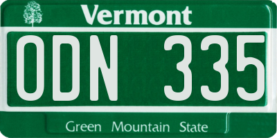 VT license plate ODN335