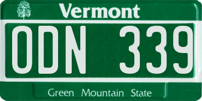 VT license plate ODN339