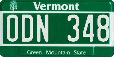 VT license plate ODN348