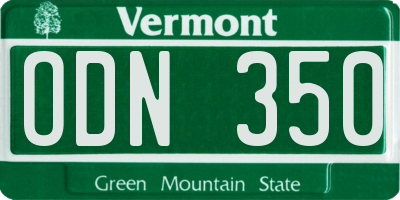 VT license plate ODN350