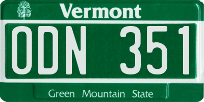 VT license plate ODN351