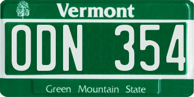 VT license plate ODN354