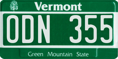 VT license plate ODN355