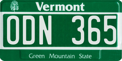 VT license plate ODN365