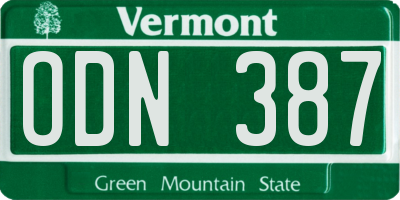 VT license plate ODN387
