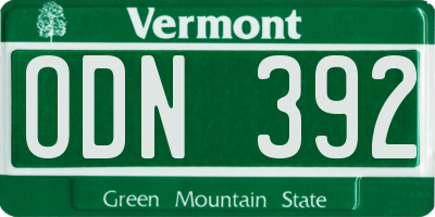 VT license plate ODN392