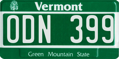 VT license plate ODN399