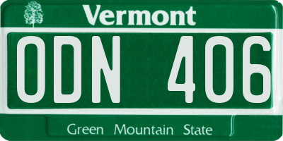 VT license plate ODN406