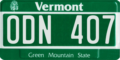 VT license plate ODN407