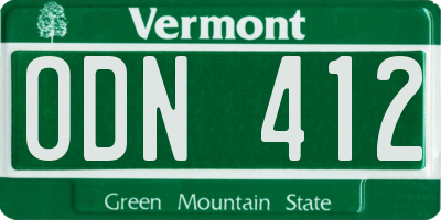 VT license plate ODN412