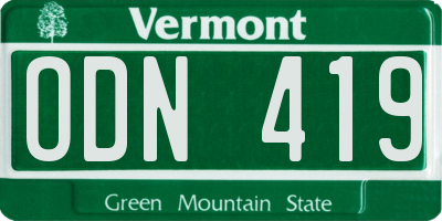 VT license plate ODN419
