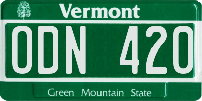 VT license plate ODN420
