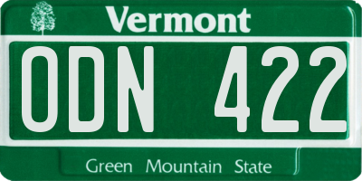 VT license plate ODN422