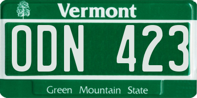 VT license plate ODN423