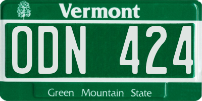 VT license plate ODN424