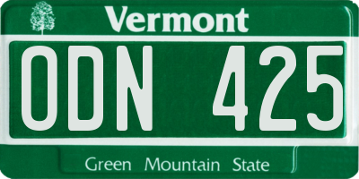 VT license plate ODN425