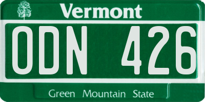 VT license plate ODN426