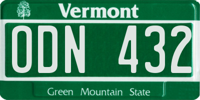 VT license plate ODN432