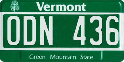 VT license plate ODN436