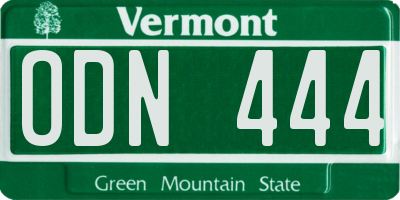 VT license plate ODN444