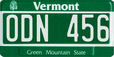 VT license plate ODN456