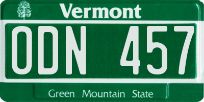 VT license plate ODN457