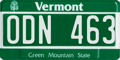 VT license plate ODN463