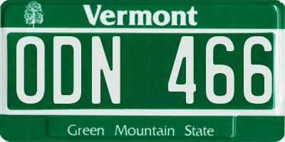 VT license plate ODN466