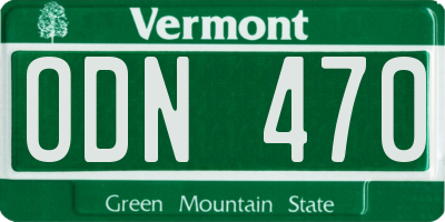 VT license plate ODN470