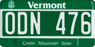 VT license plate ODN476