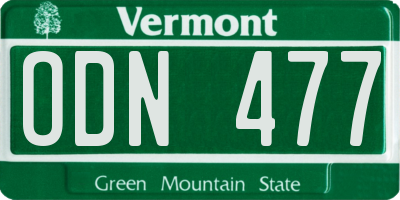 VT license plate ODN477
