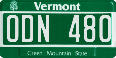 VT license plate ODN480