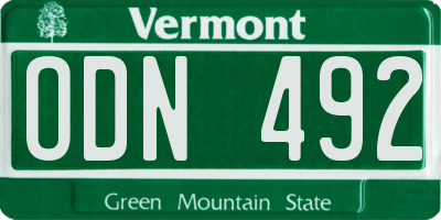 VT license plate ODN492