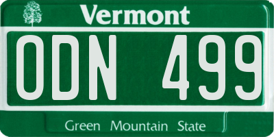 VT license plate ODN499