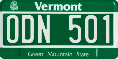 VT license plate ODN501