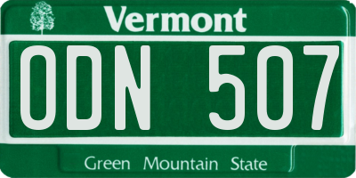 VT license plate ODN507