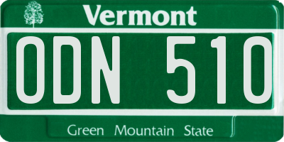 VT license plate ODN510