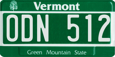 VT license plate ODN512