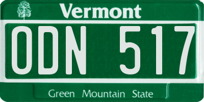VT license plate ODN517