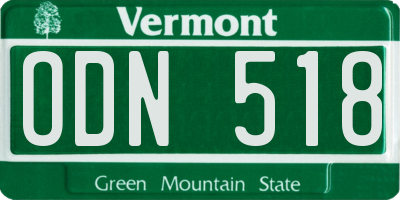 VT license plate ODN518