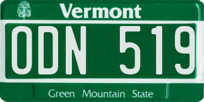 VT license plate ODN519