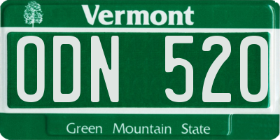 VT license plate ODN520