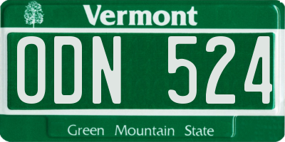 VT license plate ODN524