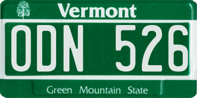 VT license plate ODN526